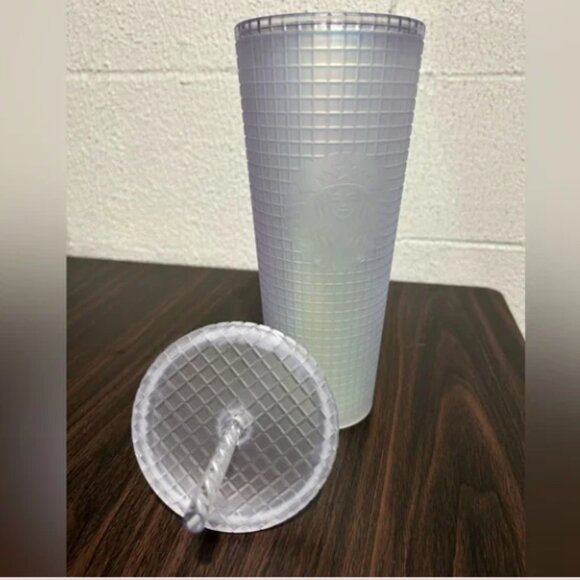 Starbucks 2022 VENTI Spring Soft Touch Unicorn Grid Iridescent 24oz Tumbler - Picture 3 of 6